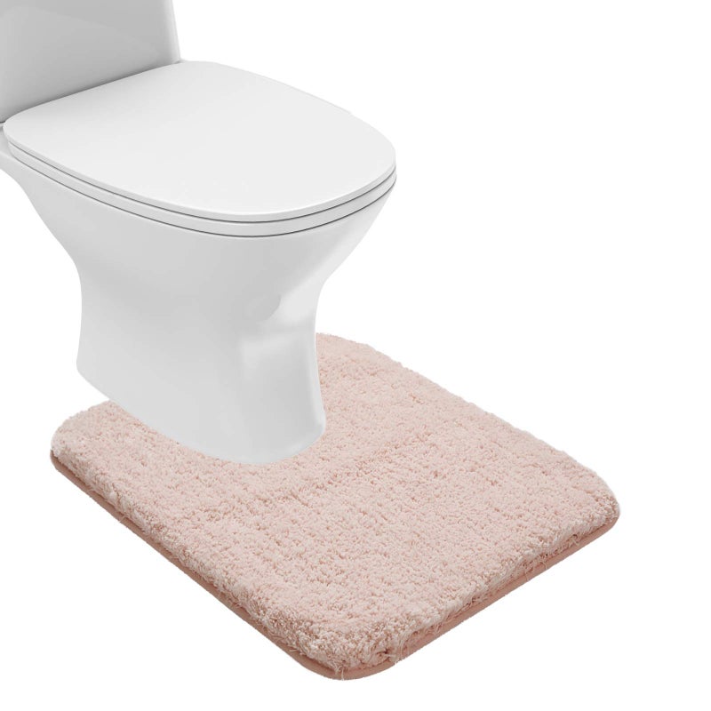 Suchtale Bathroom Contour Rug Non Slip Bath Mat Water Absorbent Soft Microfiber Shaggy Bathroom Mat Machine Washable Bath Rug for Bathroom Thick Plush U Shape Toilet Rug (20 x 24, Dusty Pink) - Image 1